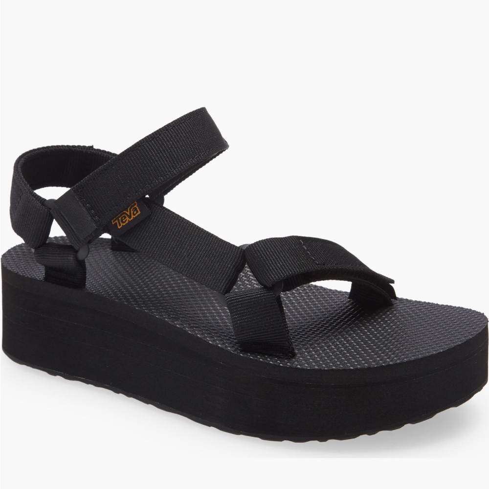 Teva Black Platform Sandals Sporty Casual Design